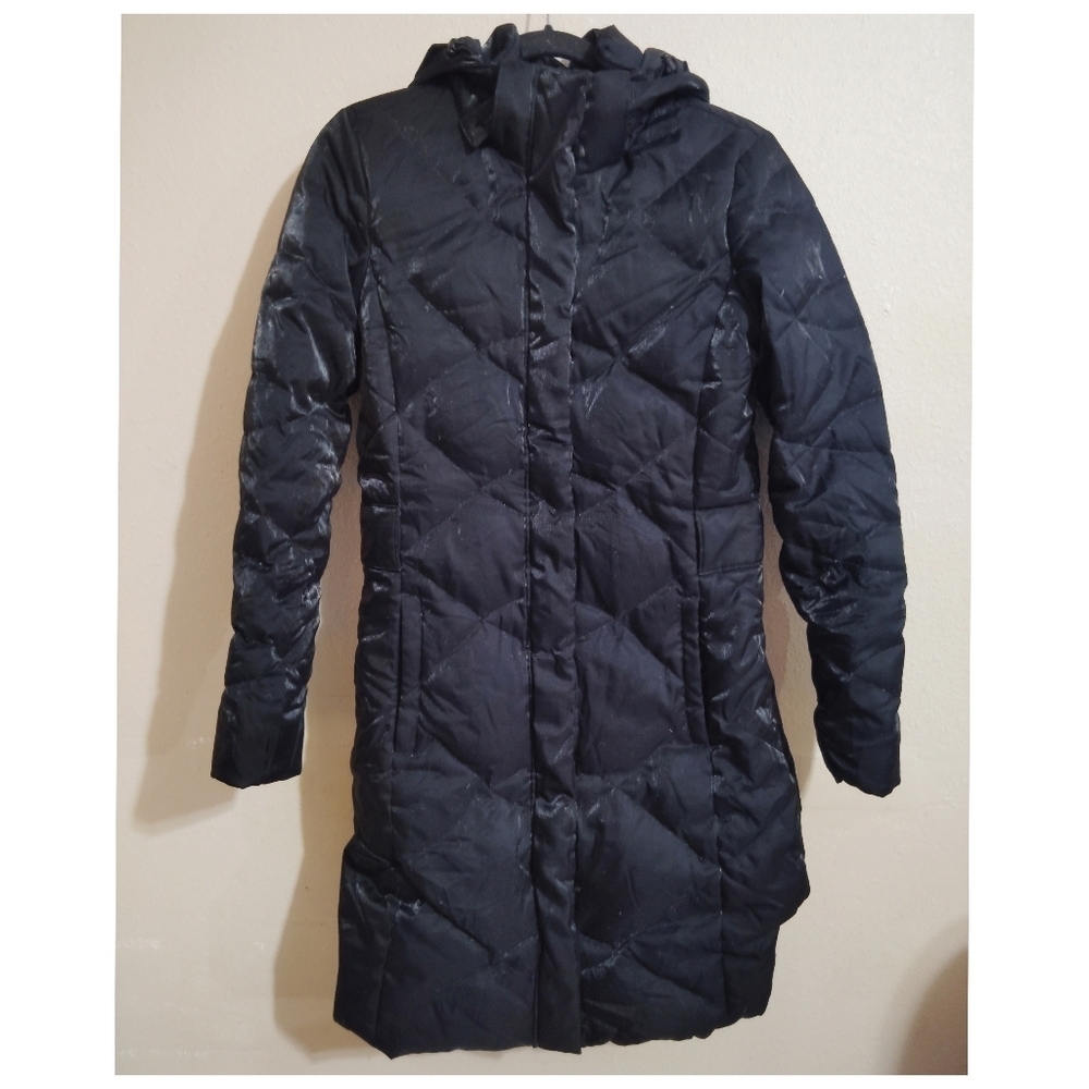 North Face Insulated Puffer 550 Shiny Black Long Winter Coat Size Small